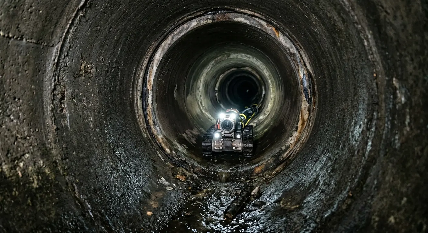 Robotic sewer camera inspecting pipe interior for Drain Snake Service in Halawa