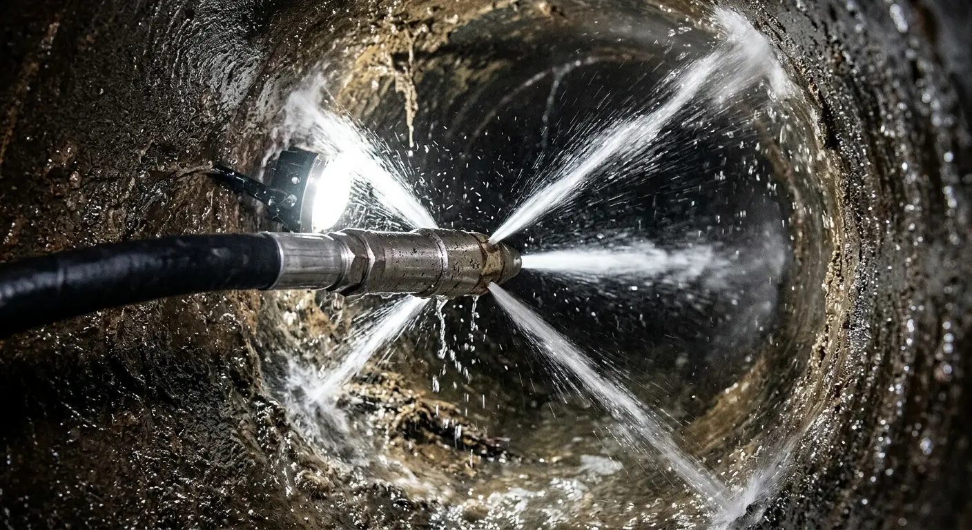 High-pressure hydro jetting nozzle cleaning sewer pipe for Storm Drain Cleaning in Halawa